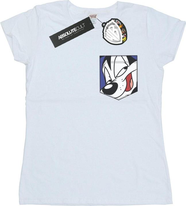 Looney Tunes Pepe Le Pew Face Faux Pocket TShirt (L)