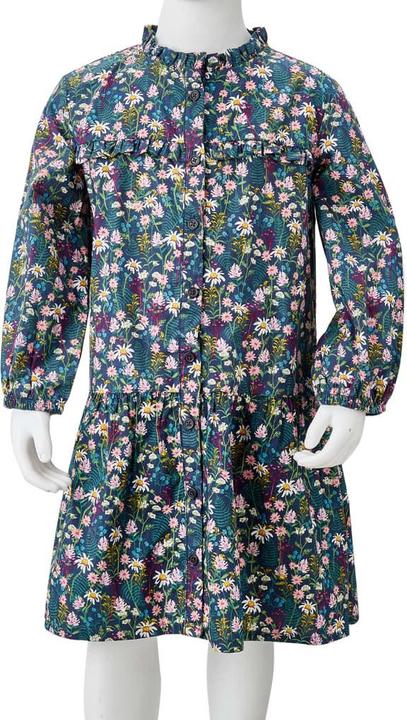 Produktbild VidaXL Kinderkleid mit Langen Ärmeln Dunkelblau 104,Material: 100 (104)