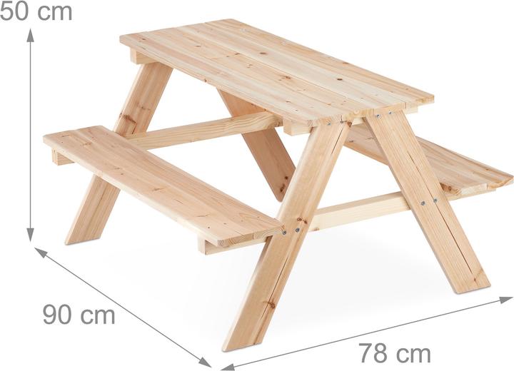 Actual product image Relaxdays Kids Picnic Table Set Pine Wood