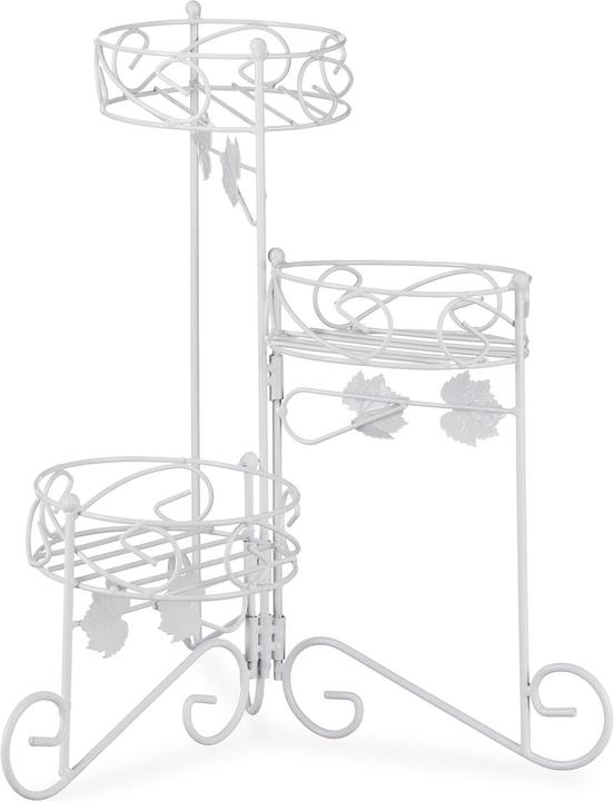 Image du produit Relaxdays Étagère à fleurs blanches, 3 niveaux