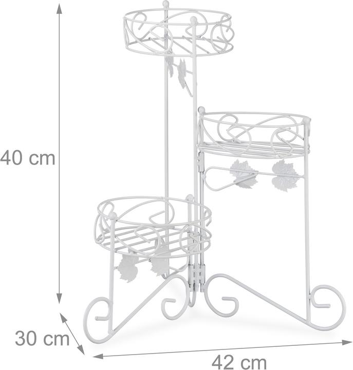 Image du produit Relaxdays Étagère à fleurs blanches, 3 niveaux
