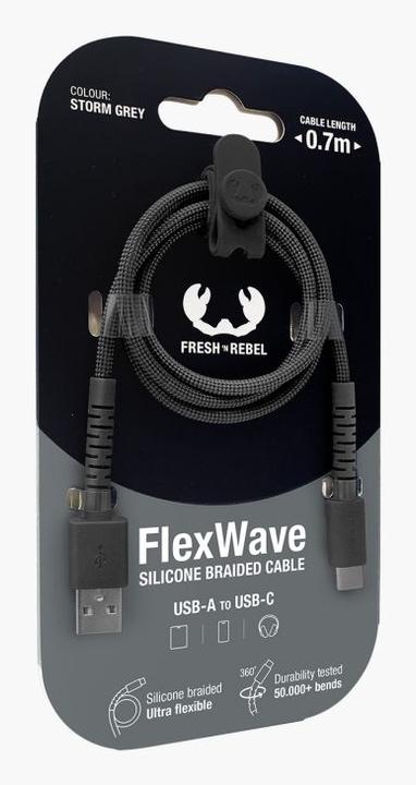 Produktbild Fresh'N Rebel Fresh 'n Rebel USB-A zu USB-C silicon geflochtenes Kabel "FlexWave" 70cm, Storm Grey (0.70 m, 18 W)