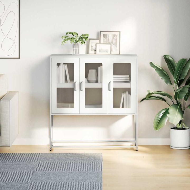 Image du produit VidaXL Sideboard Blanc 100,5x39x107 cm Acier laminé à froid Commode Armoire