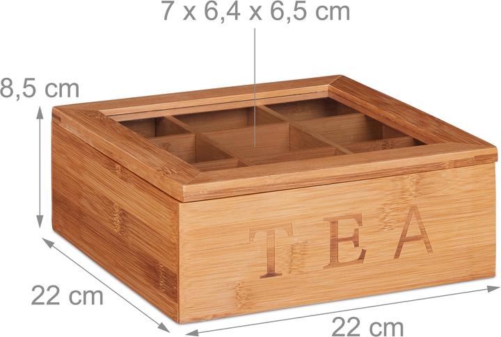 Image du produit Relaxdays Boîte à thé avec fenêtre, bambou