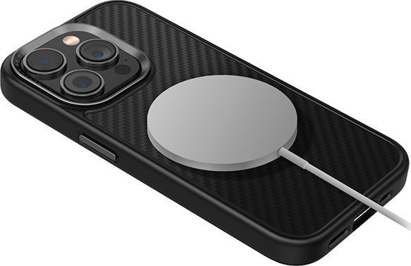 Actual product image Uniq case Keva iPhone 15 Pro 6.1" Magclick Charging czarny/carbon black (Apple iPhone 15 Pro)