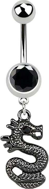 Immagine prodotto Star Piercing Banana argento con ciondolo drago nero nero (Acciaio chirurgico 316L, senza ottone)