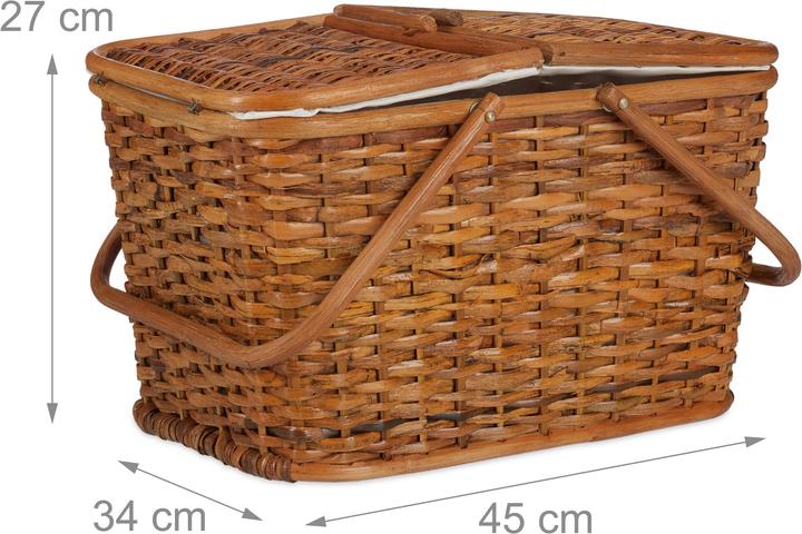 Image du produit Relaxdays Panier de Pique-Nique Tressé Couvercle