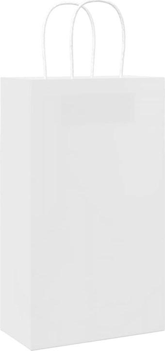 Produktbild VidaXL Kraftpapiertüten 50 Stk. mit Henkel Weiss 21x11x36 cm Papiertüte (Geschenktüte, 50 x)