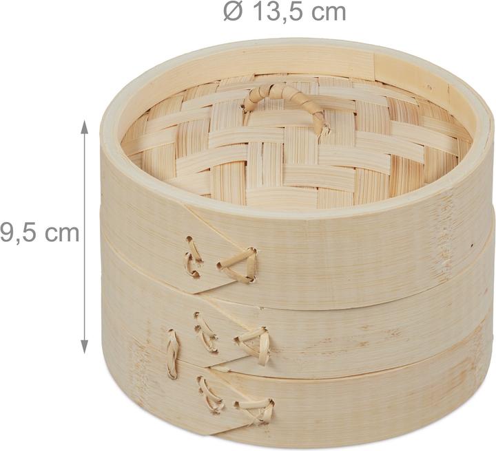 Actual product image Relaxdays Bamboo Steamer Basket, Set of 3 (Plant materials)