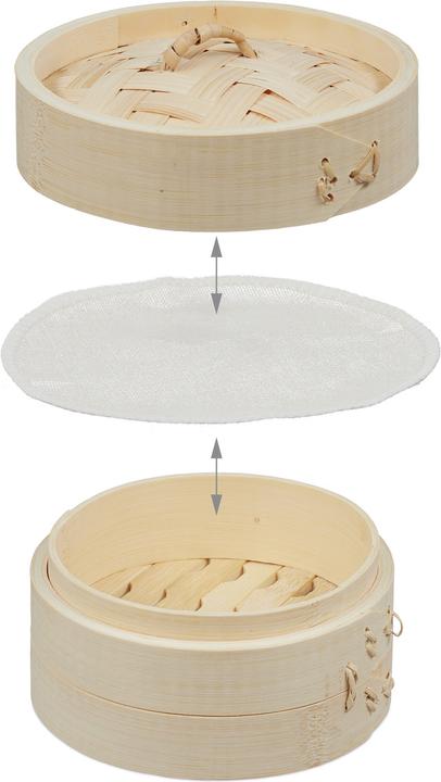 Actual product image Relaxdays Bamboo Steamer Basket, Set of 3 (Plant materials)
