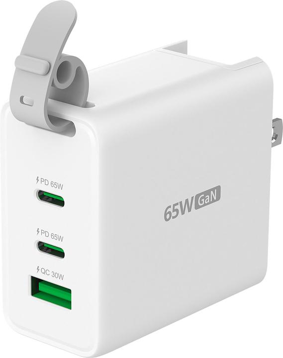 Produktbild j5Create 65-Watt-GaN-USB-C-Reiseladegerät mit 3 Anschlüssen, einschliesslich austauschbaren Netzsteck (65 W)