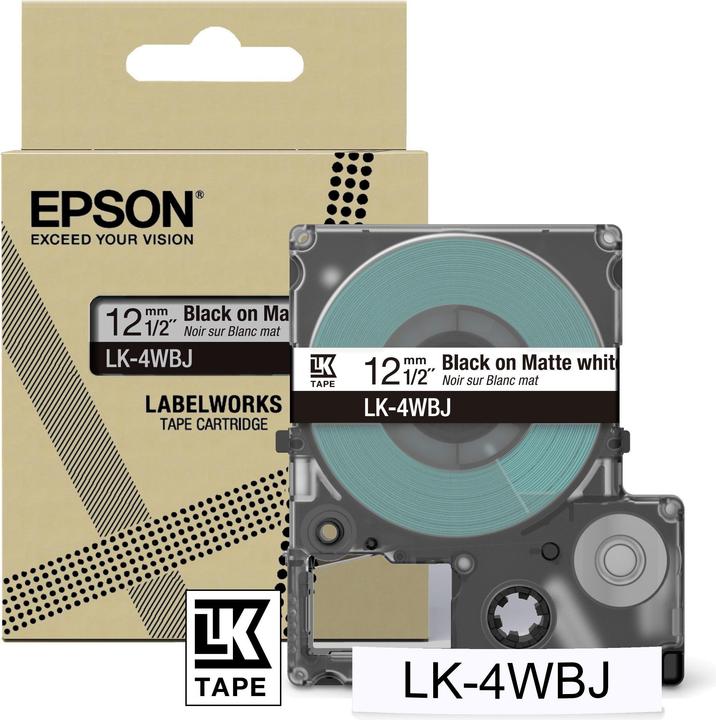 Epson Matte White/Black 12mm LK-4WBJ (1.20 cm, Weiss)