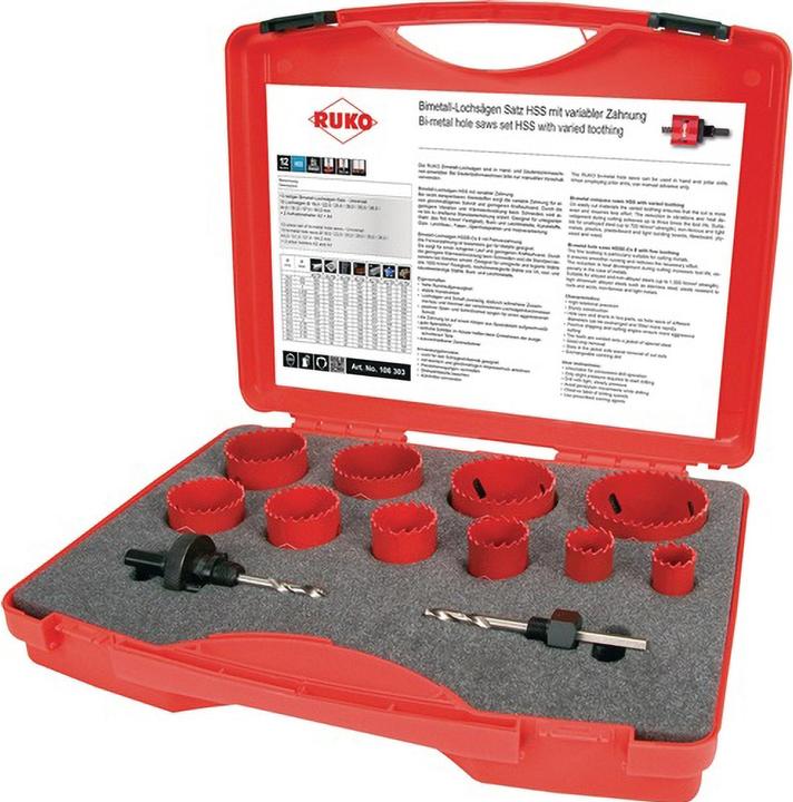 Produktbild Ruko Lochsägen-Set (19 mm, 51 mm, 44 mm, 22 mm, 35 mm, 64 mm, 57 mm, 38 mm, 29 mm, 25 mm)