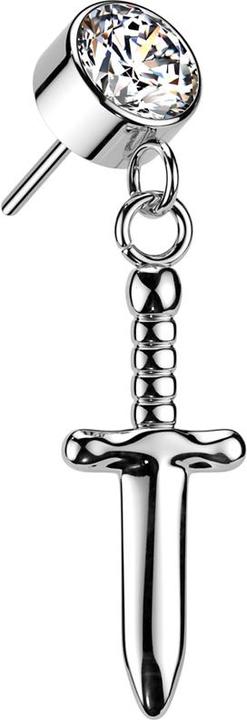 Star Piercing Threadless Zylinder silber Kristall silber Anhänger Dolch silber (ohne Messing, Titan G23)