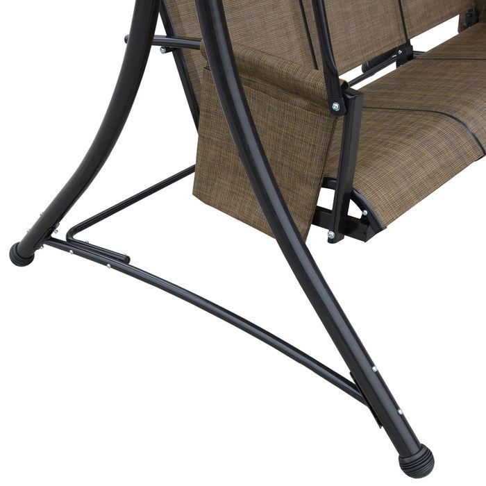 Produktbild Swisshandel24 Hollywoodschaukel, 3-Sitzer, verstellbares Sonnendach, bis 300kg, 196x128x172 cm, Braun