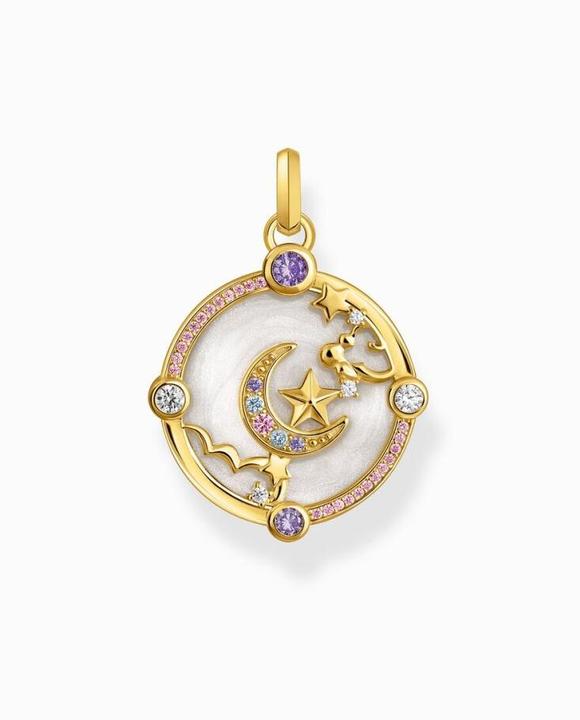 Immagine prodotto Thomas Sabo Ciondolo con mezza luna e pietre colorate placcato oro (Argento 925, Smalto)