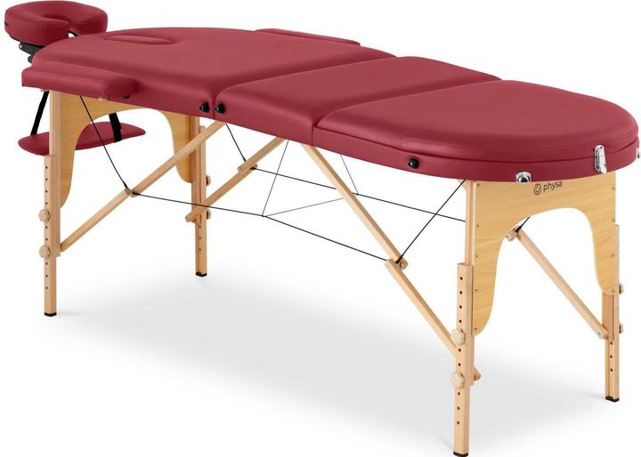 Produktbild Physa Massageliege klappbar Massagebank Massagetisch Holzrahmen 227 kg rot