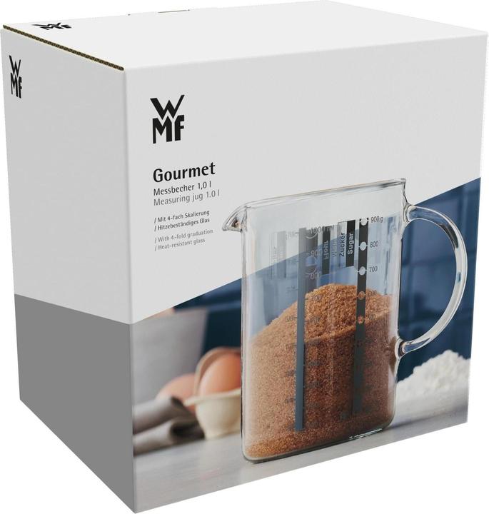 Produktbild WMF Messbecher 1,0l Skalierung 4 Masseinheiten Gourmet hitzebeständiges Glas (1000 ml)