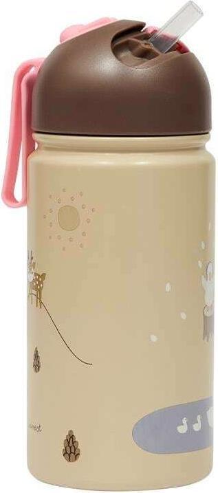 Oyoy Trinkflasche Friends in the Forest 360 ml, Braun/Rosa (0.36 l)