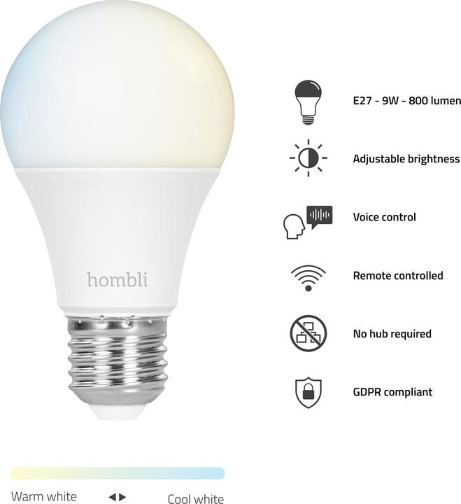 Actual product image Hombli Smart (E27, 9 W, 800 lm, 2 x, F)