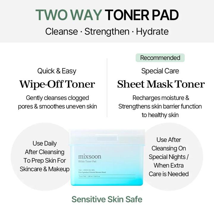 Actual product image Mixsoon Bifida Toner Pad with Moisture Barrier and Bifida Ferment Lysate (280 ml)