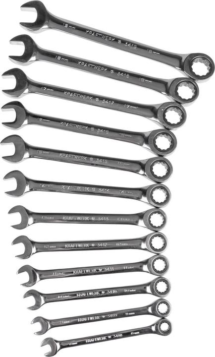Immagine prodotto Kraftwerk 12-p. Set di chiavi a cricchetto CLICKRAFT (8 mm, 9 mm, 10 mm, 11 mm, 12 mm, 13 mm, 14 mm, 15 mm, 16 mm, 17 mm, 18 mm, 19 mm)
