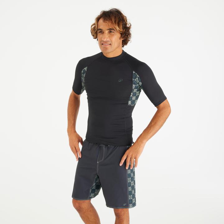 Olaian UV-Shirt Herren UV-Schutz 50+ schwarz/Schachbrettmuster (S)