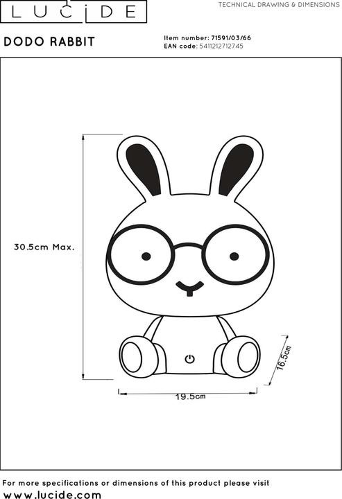 Image du produit Lucide Dodo Lapin (295 lm)