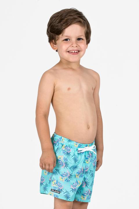 Olaian Boardshorts Jungen 100 Palm türkis