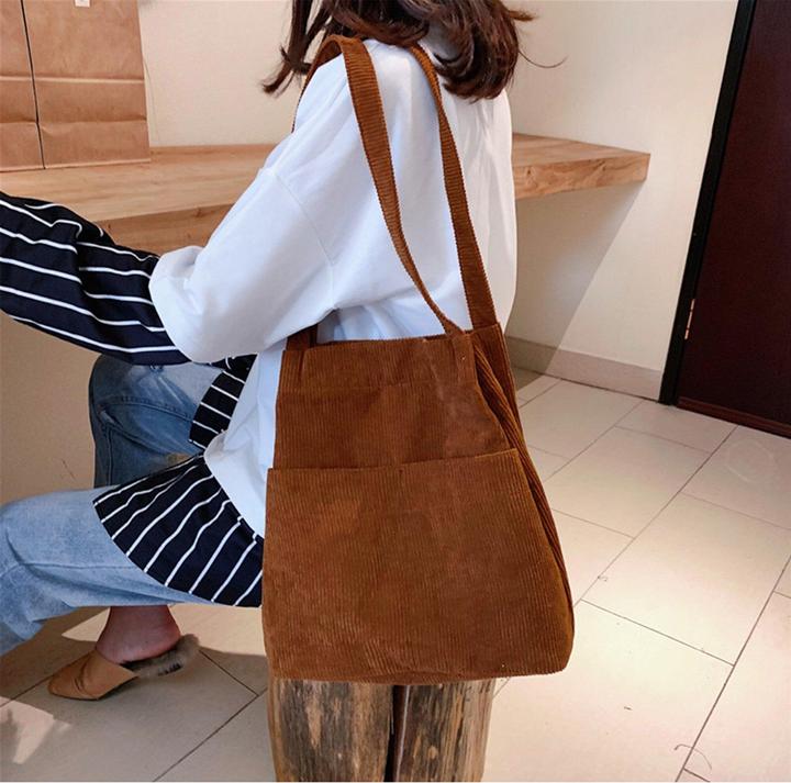 Produktbild Only-Bags.Store Cord Tote Umhängetasche, Tragetasche, IPad Buch Tasche, Geschenk Tasche, Tote Taschen Ästhetik