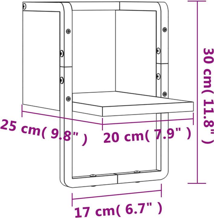 Produktbild VidaXL Wandregal mit Stange Schwarz 20x25x30 cm,Farbe (20 x 25 x 30 cm)