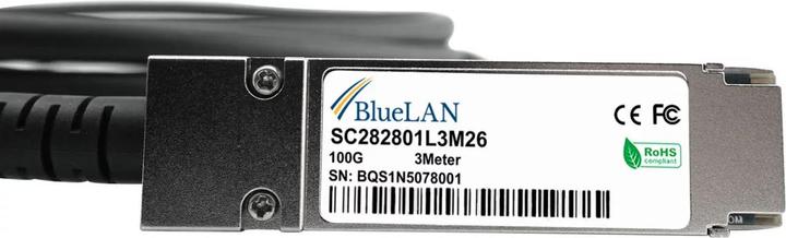 Actual product image BlueLAN Mellanox MCP1600-C002 compatible DAC QSFP28 SC282801L2M30