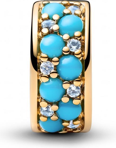 Actual product image Pandora Aqua Blue Clip Charm (Silicone, Gold-plated metal alloy)