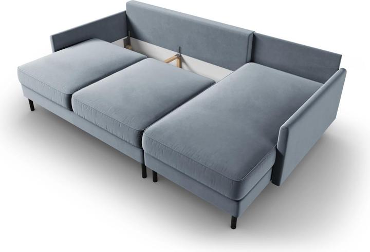 Actual product image Micadoni Velvet Right Corner Sofa With Bed Function And Box, "Scott", 5 Seats, 212x142x87Made in Europe (Corner sofa)