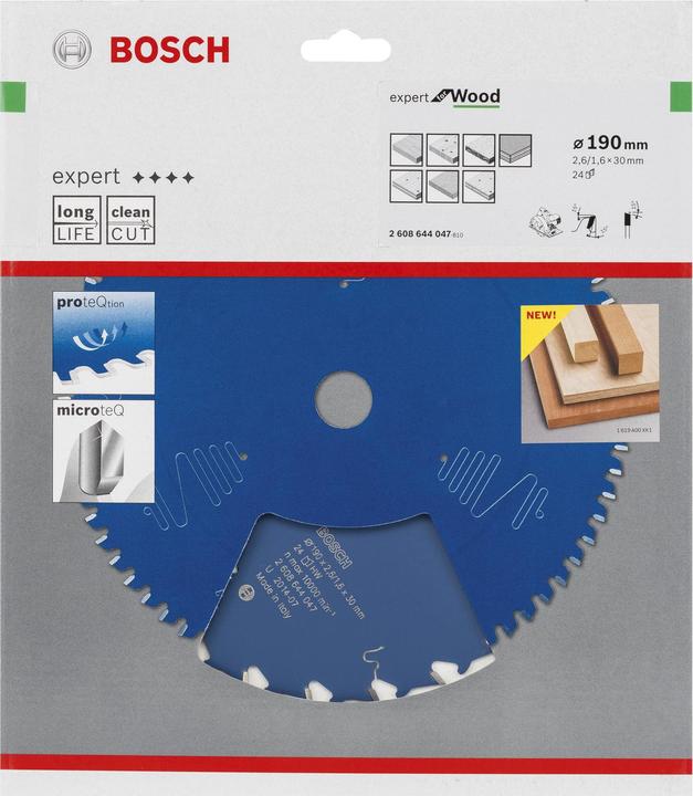 Produktbild Bosch Professional Zubehör Kreissägeblatt Expert for Wood, 190 x 30 x 2,6 mm, 24