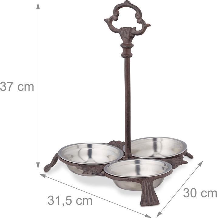 Actual product image Relaxdays Feeding Station for Cats & Dogs, 3 Stainless Steel Bowls (0.20 l)