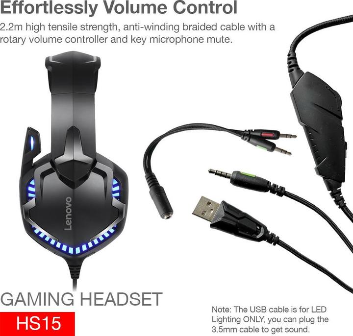Image du produit Lenovo Casque de jeu HS15 (Filaire)