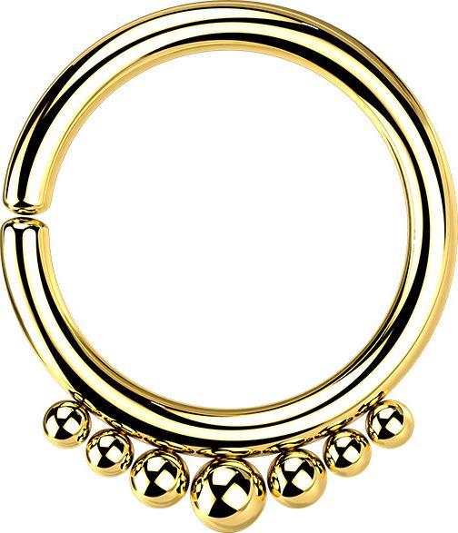 Star Piercing Micro Piercing Ring vergoldet sieben Kugeln (Chirurgenstahl 316L, ohne Messing)