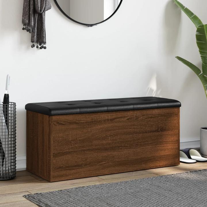 Actual product image VidaXL Bench with storage space brown oak 102x42x45 cm (42 cm)