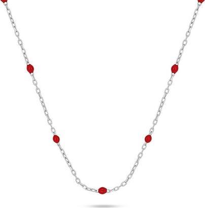 Brilio Silver - Silver necklace with red beads NCL112WR