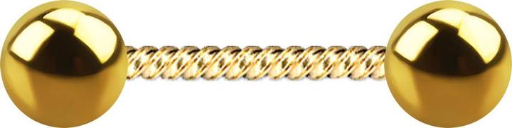 Star Piercing Micro Barbell vergoldet geflochten mit zwei Kugeln (ohne Messing, Chirurgenstahl 316L)