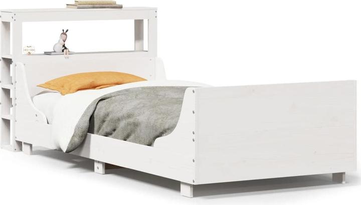 Actual product image VidaXL Solid wood bed Wooden bed Bed double bed headboard white 140x190cm pine (140 x 190 cm)