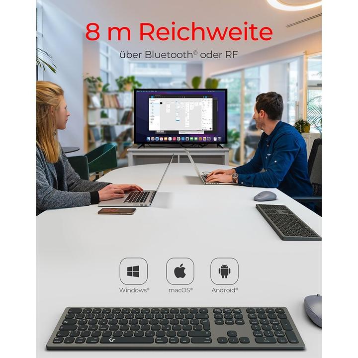 Image du produit KeySonic Clavier Full-Size en aluminium, Bluetooth® & RF, pour Win & macOS (DE, Sans fil)