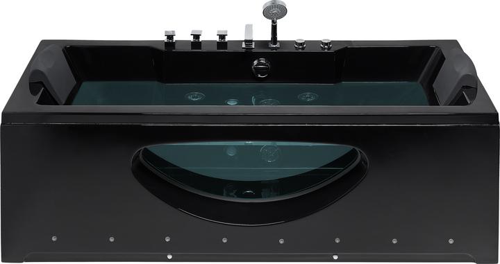 Actual product image Beliani Whirlpool bath black rectangular with LED 180 x 80 cm HAWES (235 l, 80 cm, 180 cm)