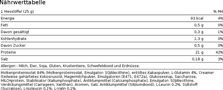 Nährwerte und Zutaten Biotech USA Iso Whey Zero (Cookie&Cream, 1 Stk., 2270 g)