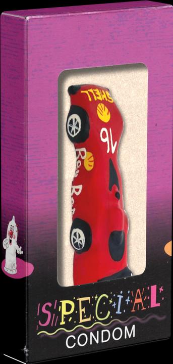 Produktbild Condomerie XL Scherzkondom Rennauto Rot Handbemalt Naturkautschuklatex (1 Stk.)