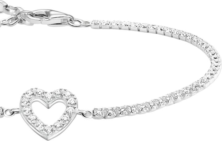 Thomas Sabo Tennisarmband Herz mit weissen Steinen Silber (19 cm, Recyceltes 925 Silber)