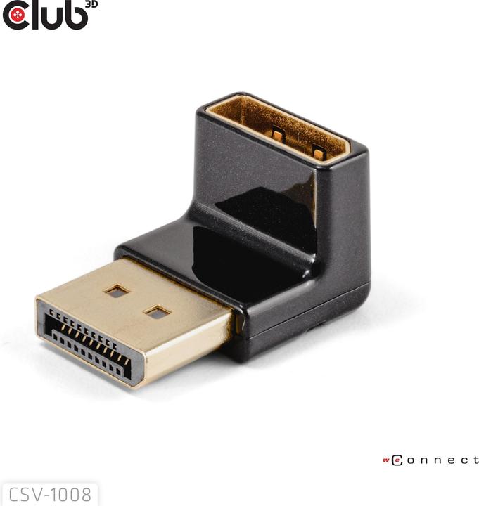 Actual product image Club 3D Club3D Adapter DP > DP 1.4 90° angled 4K@120Hz St/Bu retail (10.50 cm)