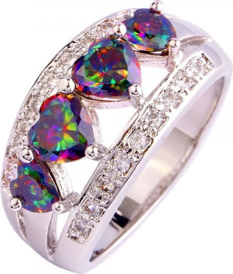 Image du produit Hermex bague argentée avec topaze arc-en-ciel - taille 57 / Size 8 (57)