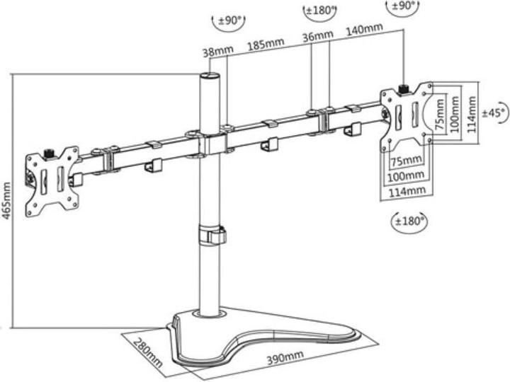 Image du produit Support de bureau pour écran, 2 écrans jusqu'à 32", VESA (Tables, 32")